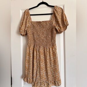 Floral Smocked Dress in Brown